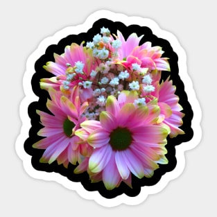 bunch of flowers pink yellow daisy daisies bloom Sticker